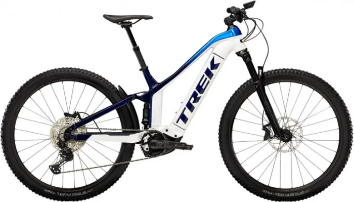 Trek Powerfly FS 7 (Crystal White-Alpine Dark Blue Fade) white bg
